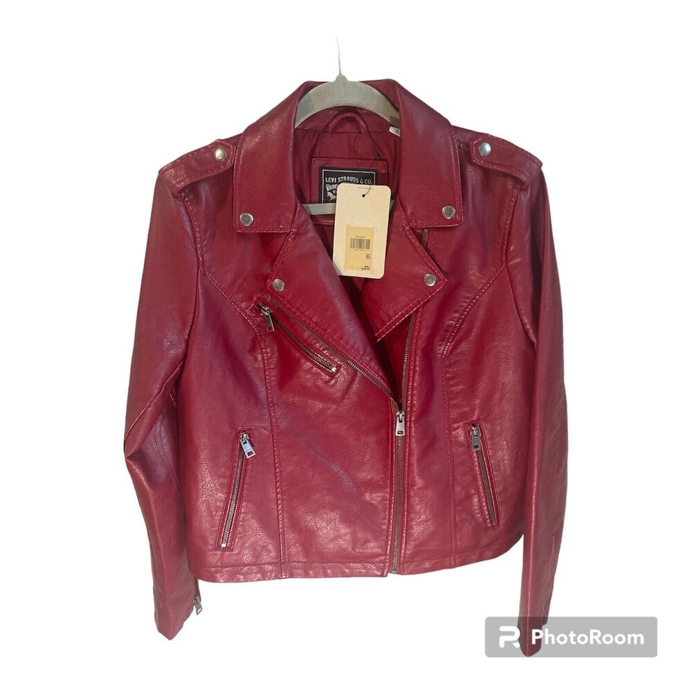 NWT-MSRP $148: Levi’s Red, Fully Lined, Leather Look & Feel, Woman’s Jacket. LG